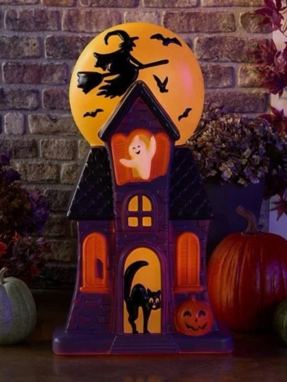 Cracker Barrel 3FT Haunted House Blow Mold Halloween Decor Lighted Ghost Cat - Picture 7 of 7